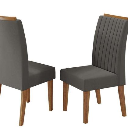 Imagem de Conjunto Canto Baú com Mesa de Jantar Retangular 120x80cm de Vidro e 2 Cadeiras Yescasa Cinza/Mel/Br