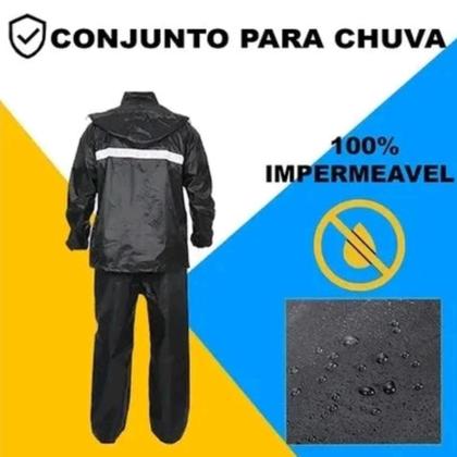 Imagem de Conjunto Capa Chuva Moto Emborrachada Impermeável Motoboy Refletivo Bolsa Segurança