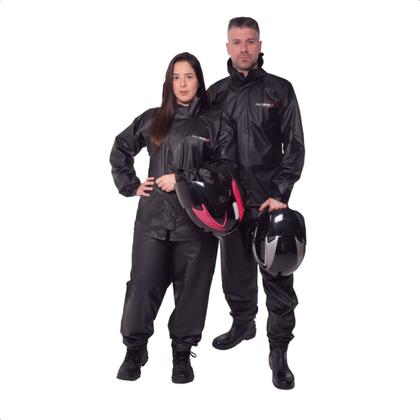 Imagem de Conjunto Capa de chuva Feminina Motoqueiro Tamanho XG PVC 0,28mm Gola Pioneira-2900-F-PRE-XG