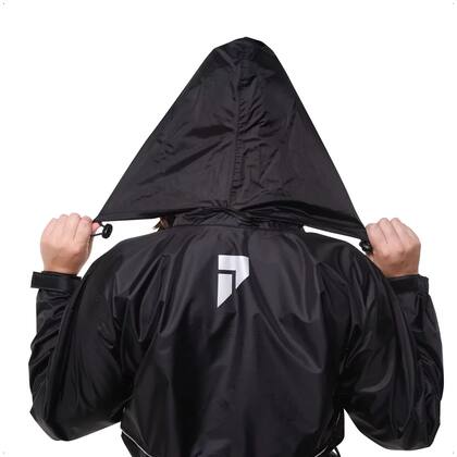 Imagem de Conjunto Capa de Chuva Feminino Capuz Tamanho M Preto Impermeavel Motoqueiro Nylon 0,20mm Pioneira - 1101-F-PRE-M