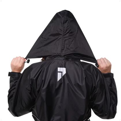 Imagem de Conjunto Capa de Chuva Feminino Com Capuz Tamanho P Preto Impermeável Motoqueiro Nylon 0,20mm Pioneira - 1101-F-PRE-P