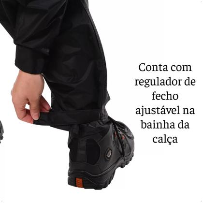 Imagem de Conjunto Capa de Chuva Feminino Tamanho P Preto Impermeável Motoqueiro Nylon 0,20mm Pioneira - 1801-F-PRE-P