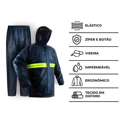 Imagem de Conjunto Capa De Chuva Impermeável Com Touca E Viseira - M
