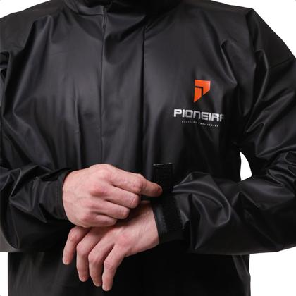 Imagem de Conjunto Capa de Chuva Motoqueiro PVC Gola Alta Masculino Preto Tamanho G Pioneira  Impermeável e Resistente