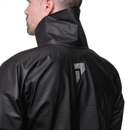 Imagem de Conjunto Capa de chuva Motoqueiro Tamanho XG PVC 0,28mm Combate Com Gola Masculino Preto Pioneira - 2900-M-PRE-XG