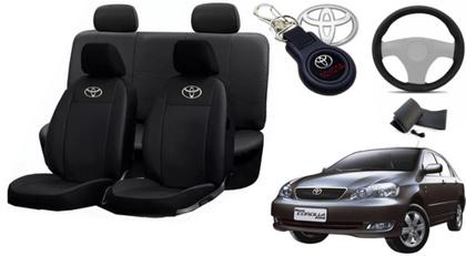 Imagem de Conjunto Capas de Couro Toyota Corolla 2003 + Capa de Volante + Chaveiro Toyota