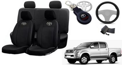 Imagem de Conjunto Capas de Couro Toyota Hilux 2013 + Capa de Volante + Chaveiro Toyota