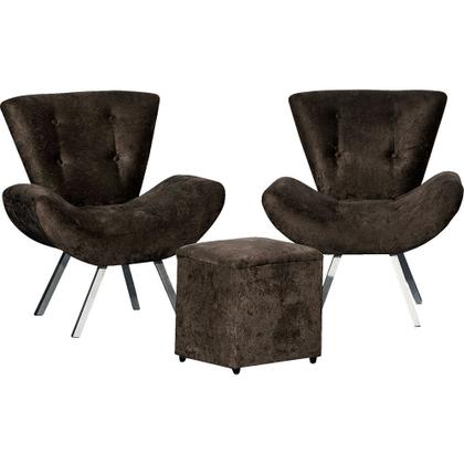 Imagem de Conjunto Capri Sofa 3 Lugares 2 Poltronas Riad e Puff Finezzi