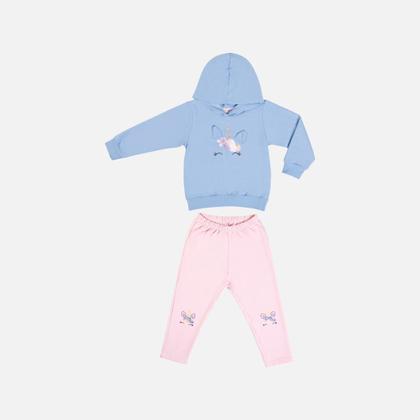 Imagem de Conjunto Casaco Unicórnio Moletom Com Capuz E Calça Legging Molecotton Infantil Menina Have Fun 29406 Azul Claro