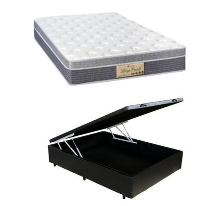 Imagem de Conjunto Casal Viúva c/ Colchão Sankonfort Sleep Fresh + Cama Box Baú 128x188x72 - Ideal para quartos pequenos 