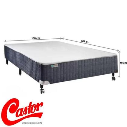 Imagem de Conjunto Castor Casal Colchão Silver Star Tecnopedic Dupla Face + Cama Box Silver Star Cinza 138x188x74 - Linha Alta 