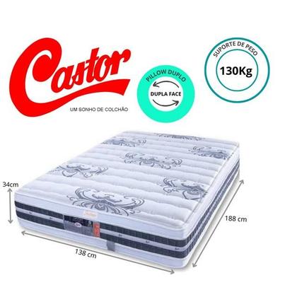 Imagem de Conjunto Castor Casal Colchão Silver Star Tecnopedic Dupla Face + Cama Box Silver Star Cinza 138x188x74 - Linha Alta 