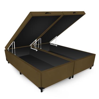Imagem de Conjunto Castor Revolution Híbrido Box Baú Max Ultra Suede Marrom Queen Size 158x198x72cm