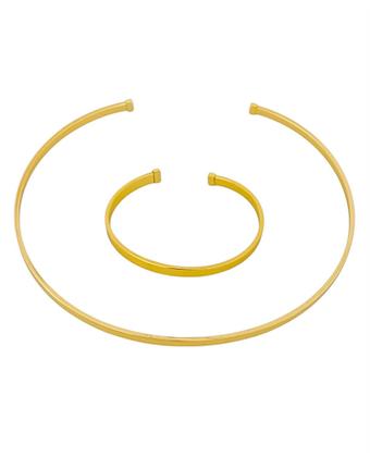 Imagem de Conjunto Choker Aro Liso + Bracelete Folheado A Ouro 18k