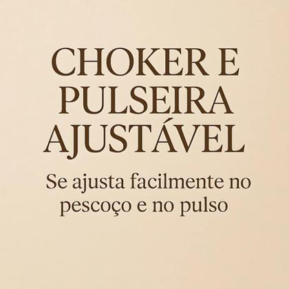 Imagem de Conjunto Choker e brincos concha aro Ajustável