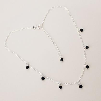 Imagem de Conjunto Choker e Pulseira Ponto de Luz Preto Prata 925