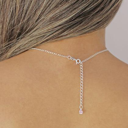 Imagem de Conjunto Choker e Pulseira Ponto de Luz Rosa Claro Prata 925