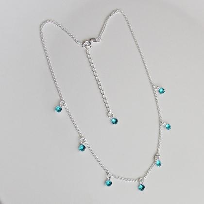 Imagem de Conjunto Choker e Pulseira Ponto de Luz Verde Claro Prata 925