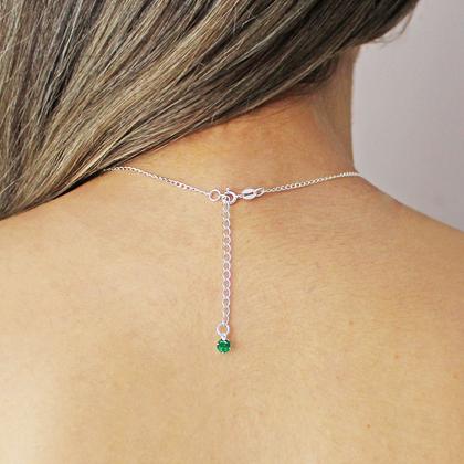 Imagem de Conjunto Choker e Pulseira Ponto de Luz Verde Escuro Prata 925