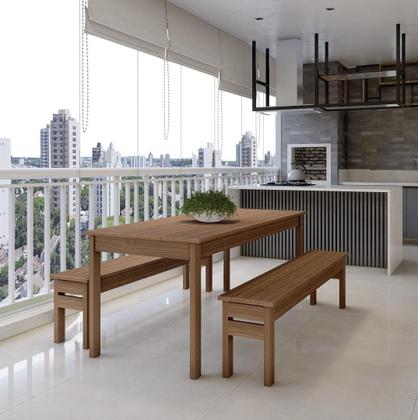 Imagem de Conjunto Churrasco Mesa e bancos 2 metros em Madeira Maciça