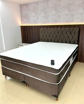 Imagem de Conjunto Ciclo do Sono King 2,03x1,98x32cm. Colchão massageador magnético com base box e Cabeceira Roma Luxo