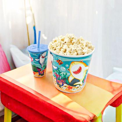 Imagem de Conjunto Cinema Em Casa Balde De Pipoca + Copo Com Tampa 550ml Personalizado Decorativo Séries Filme