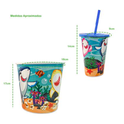 Imagem de Conjunto Cinema Em Casa Balde De Pipoca + Copo Com Tampa 550ml Personalizado Decorativo Séries Filme