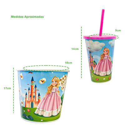 Imagem de Conjunto Cinema Em Casa Balde De Pipoca + Copo Com Tampa 550ml Personalizado Decorativo Séries Filme