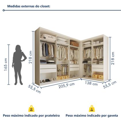 Imagem de Conjunto Closet Casal sem Portas 2 Módulos 6 Gavetas França