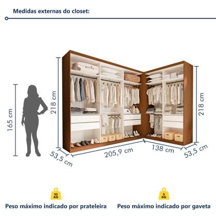 Imagem de Conjunto Closet Casal sem Portas 2 Módulos 6 Gavetas França