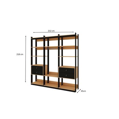 Imagem de Conjunto Closet Industrial 3 Modulado com 1 Cabideiro e 4 Gavetas com Puxador em Courinho