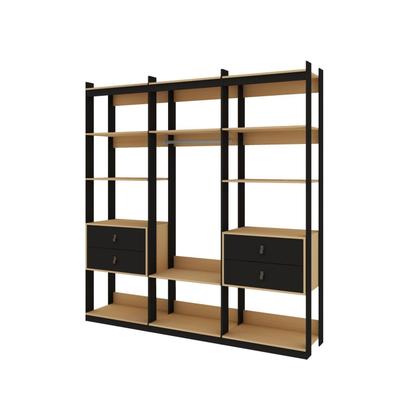 Imagem de Conjunto Closet Industrial 3 Modulado com 1 Cabideiro e 4 Gavetas com Puxador em Courinho