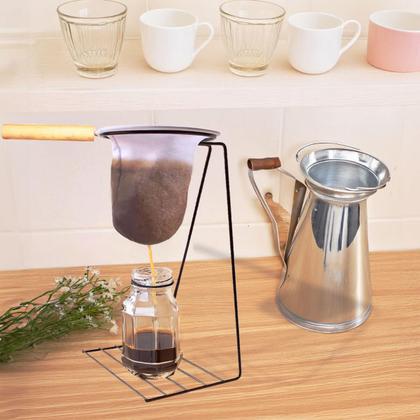Imagem de Conjunto Coador de Café 32cm Suporte Preto Base para Caneca e Xícara
