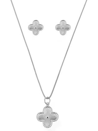 Imagem de Conjunto Colar Brinco Feminino Trevo Banho Ouro 18k  Prata 925 Bijuterias Finas