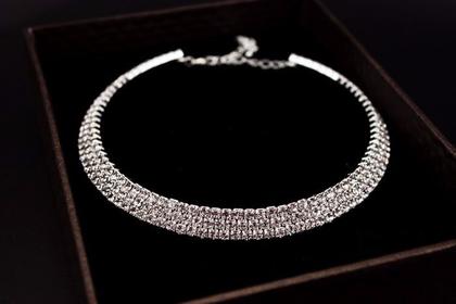 Imagem de Conjunto Colar Chocker Pulseira Brinco Anel Noiva Strass