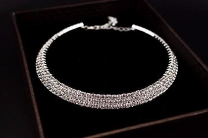 Imagem de Conjunto Colar Chocker Pulseira Brinco Anel Noiva Strass
