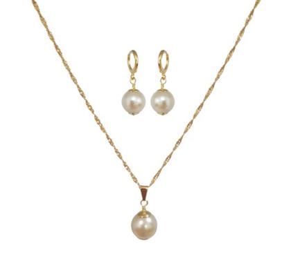 Conjunto Colar e Brinco Bola Pérola Folheado Ouro 18k Antialérgico - MIXFOLHEADOS Imagem de Conjunto Colar e Brinco Bola Pérola Folheado Ouro 18k Antialérgico