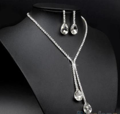 Imagem de Conjunto Colar e Brinco de Brilhante Luxo Festas Casamentos e Debutantes