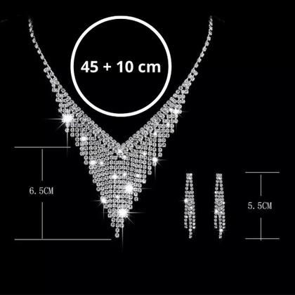 Imagem de Conjunto Colar e Brinco de Brilhante Luxo Festas Casamentos e Debutantes