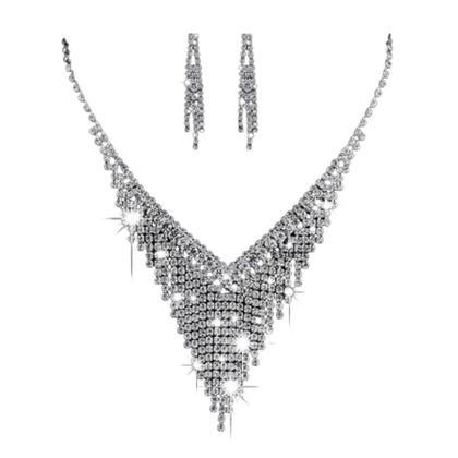 Imagem de Conjunto Colar e Brinco de Brilhante Luxo Festas Casamentos e Debutantes