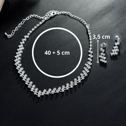 Imagem de Conjunto Colar e Brinco de Brilhante Luxo Festas Casamentos e Debutantes