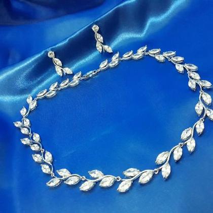 Imagem de Conjunto Colar E Brinco Noiva Zircônia Prata Festa Debutante