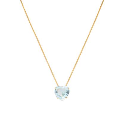 Imagem de Conjunto Colar E Brinco Pedra Azul Claro Folheado A Ouro 18k
