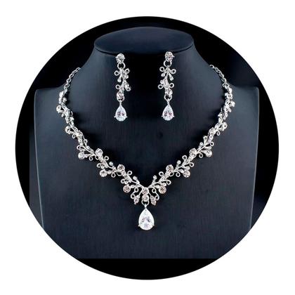 Imagem de Conjunto Colar e Brinco Strass Noiva Casamento Festa C22