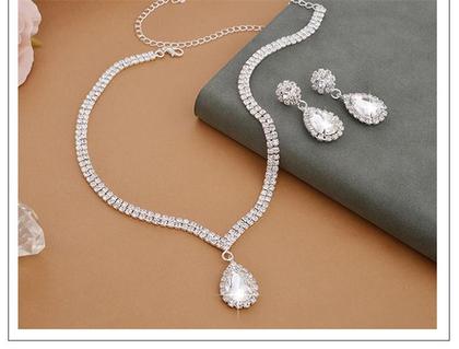 Imagem de Conjunto Colar E Brinco Strass Noivas Festa Casamento Luxo
