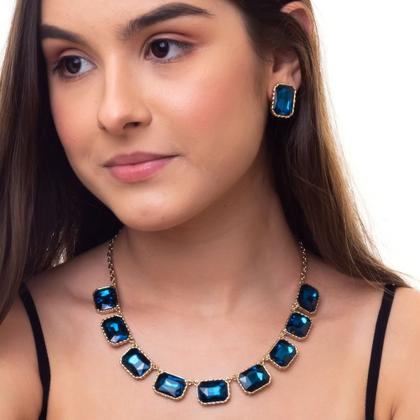 Imagem de Conjunto Colar e Brinco Strass ST9044