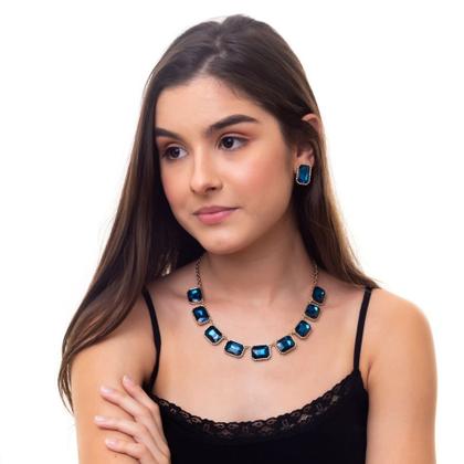 Imagem de Conjunto Colar e Brinco Strass ST9044