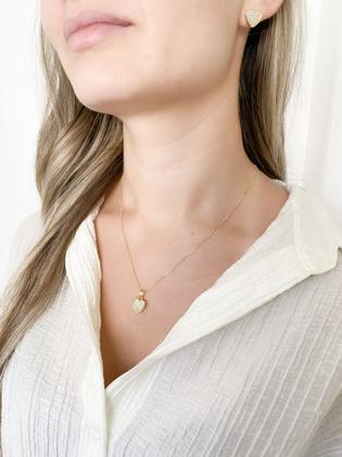 Imagem de Conjunto Colar e Brincos Coração Cravejado + Brinde