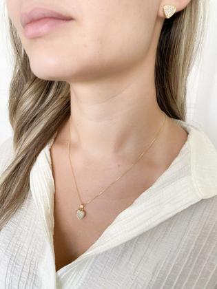 Imagem de Conjunto Colar e Brincos Coração Cravejado + Brinde