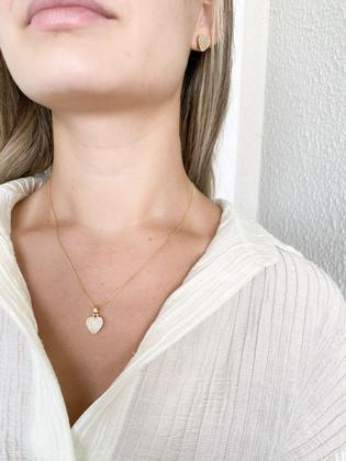 Imagem de Conjunto Colar e Brincos Coração Cravejado + Brinde